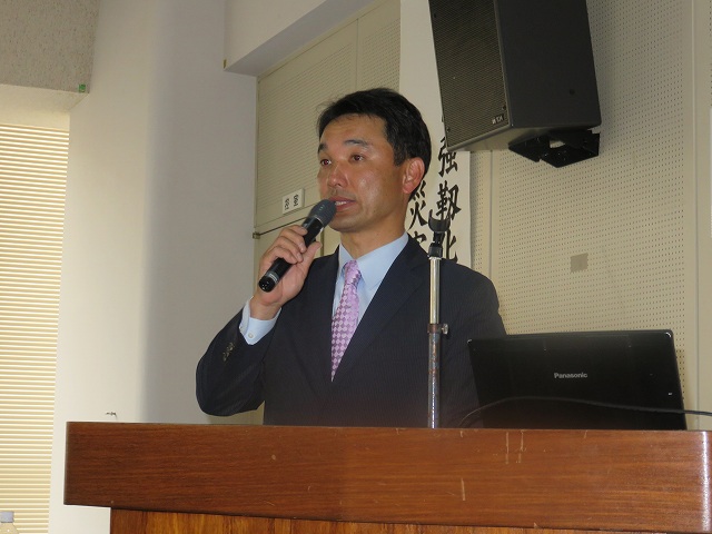 講演中の光永講師 | 2014/05 鹿児島フォーラム | 一般社団法人コンクリートメンテナンス協会